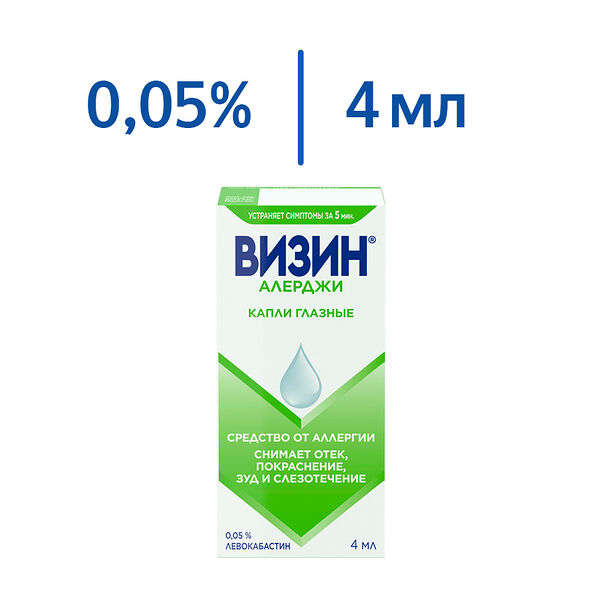 Капли глазные Визин Алерджи 0.05% 4 мл
