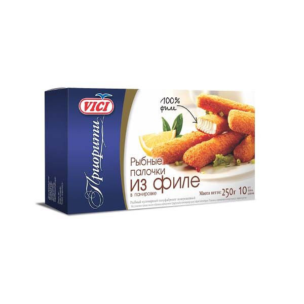 Рыбные Палочки Premium VICI 250гр Минтай филе в Панировке зам