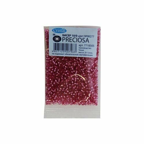 (08277) 331-19001-10/0 Бисер цветной с серебр.центром 10/0 , круг.отв., 20гр Preciosa,упак