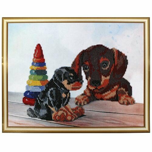 БН-3116 Набор для вышивания бисером Hobby&Pro 'Два щенка' 30*23см