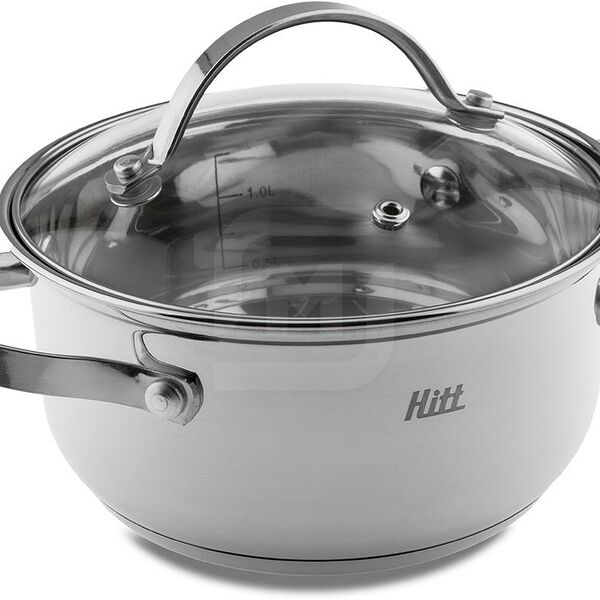 Кастрюля Спецторг Bravo нержавеющая сталь со стеклянной крышкой 2.1л