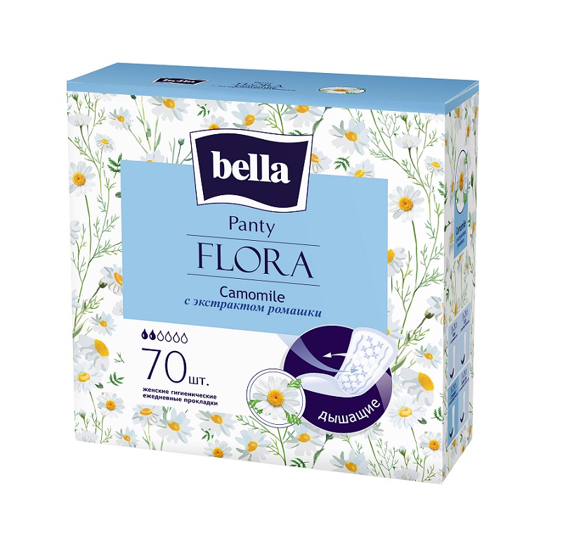 

Прокладки Bella Panty Flora Camomile ежедневные с экстрактом ромашки 70 шт.