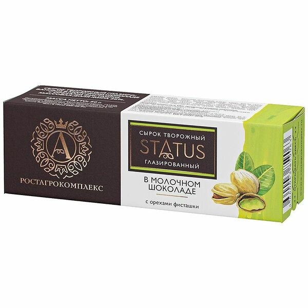 Сырок А.Ростагрокомплекс Status фисташка творожный глазированный в молочном шоколаде 26%, 50г