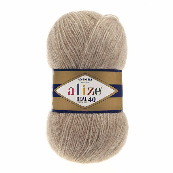 Пряжа ALIZE 'Angora real 40' 100 гр. (40% шерсть, 60% акрил)(152 беж меланж)