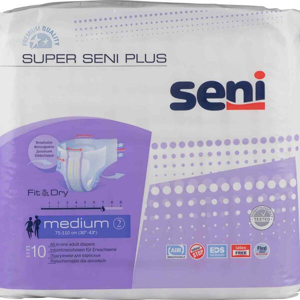 Подгузники для взрослых Super Seni Plus medium 2 (75-110 см), 10 шт