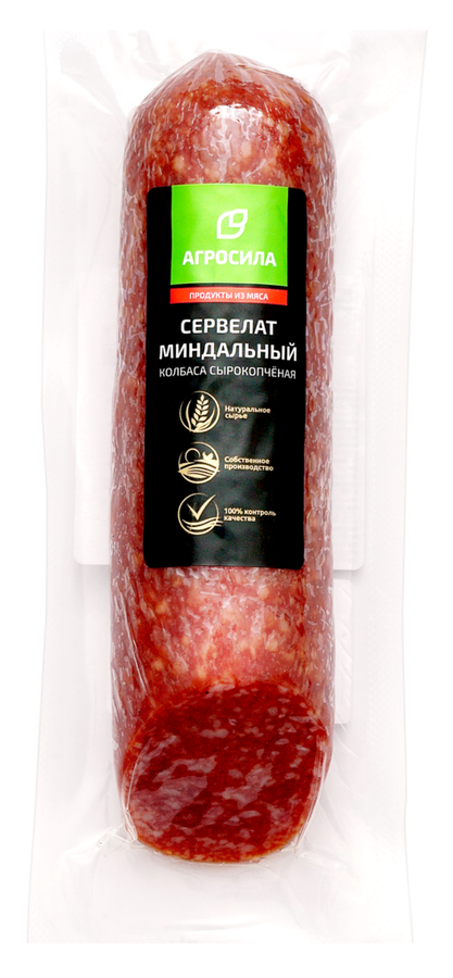 

Колбаса сырокопченая Агросила Сервелат Миндальный Стандарт, со срезом 180 г
