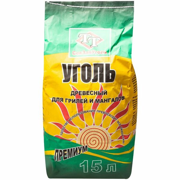 Уголь древесный Севзапуголь для грилей и мангалов Премиум, 15л/1.8кг