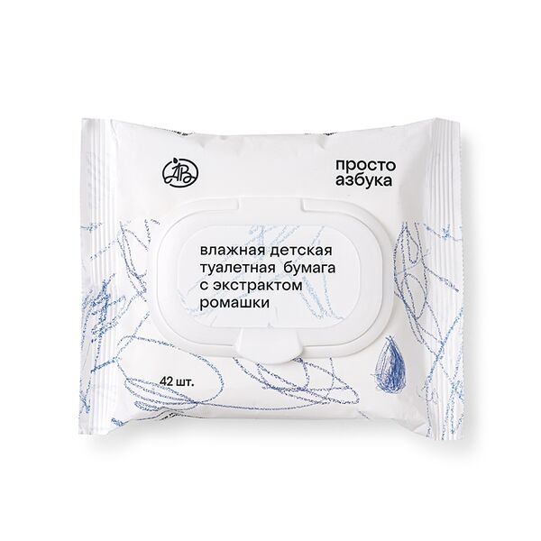 Туалетная бумага влажная Просто Азбука детская с экстрактом ромашки 42 шт.