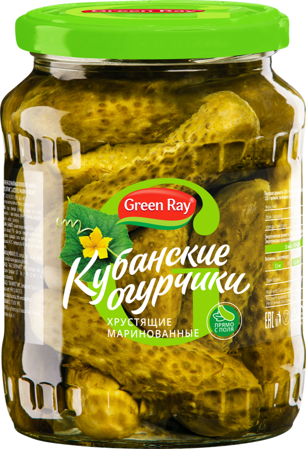 

Огурцы маринованные Green Ray Кубанские огурчики 720 мл