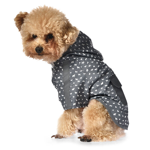 Дождевик для собак FOXIE Rain S (длина спины 30см) серый с карманом