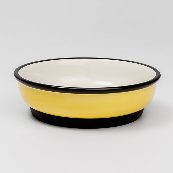 Миска керамическая с нескользящим дном для кошек Пчелы, 15,5x4,7 см, желтая