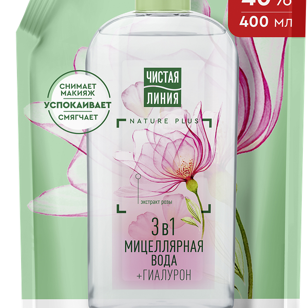 Мицеллярная вода ЧИСТАЯ ЛИНИЯ Роза и алоэ, 400мл