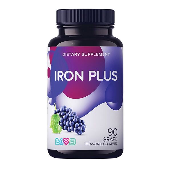LIVS Iron Plus Комплекс железа и мультивитаминов пастилки жевательные виноград 90 шт