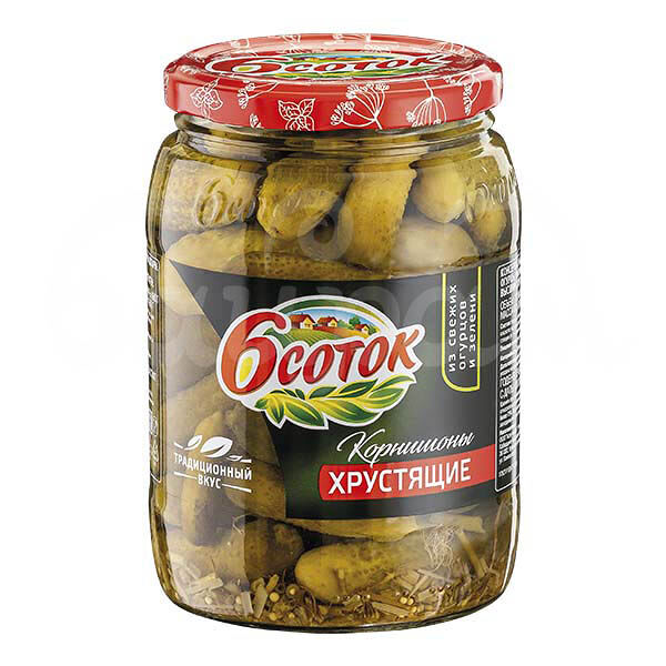 Корнишоны 6 Соток 720мл Маринованные Хрустящие ст/б