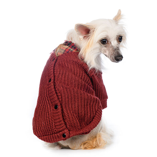 Свитер с пуговицами для собак L бордовый (унисекс)