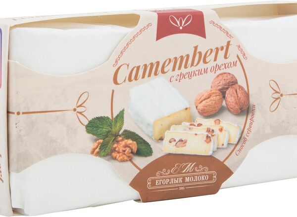 Сыр камамбер Егорлык молоко с грецким орехом с белой плесенью 50% БЗМЖ 125 г