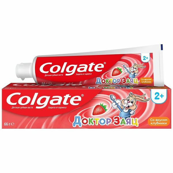 Зубная паста детская Colgate Доктор Заяц со вкусом клубники, 50мл