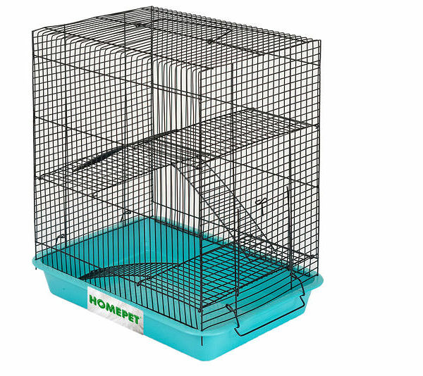 HOMEPET №3 Клетка для грызунов трехэтажная бирюзовая, 33 см х 24 см х 38см