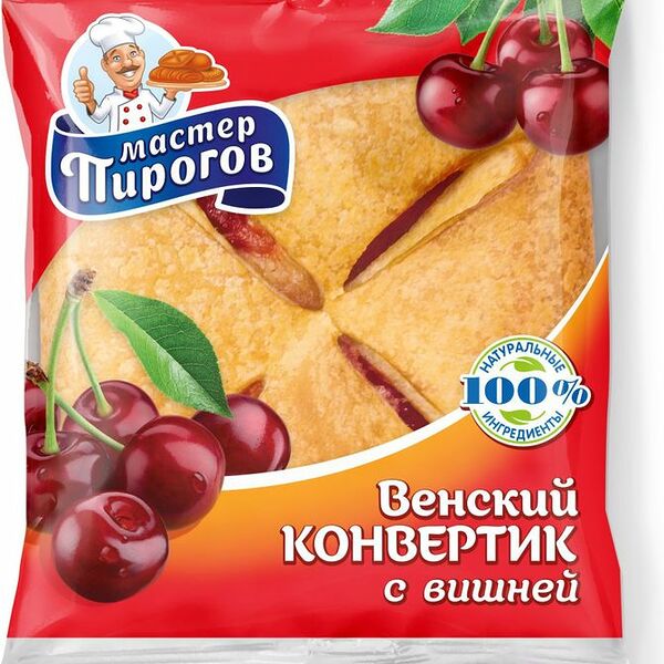 Слойка Мастер Пирогов венский конвертик с вишней 70 г