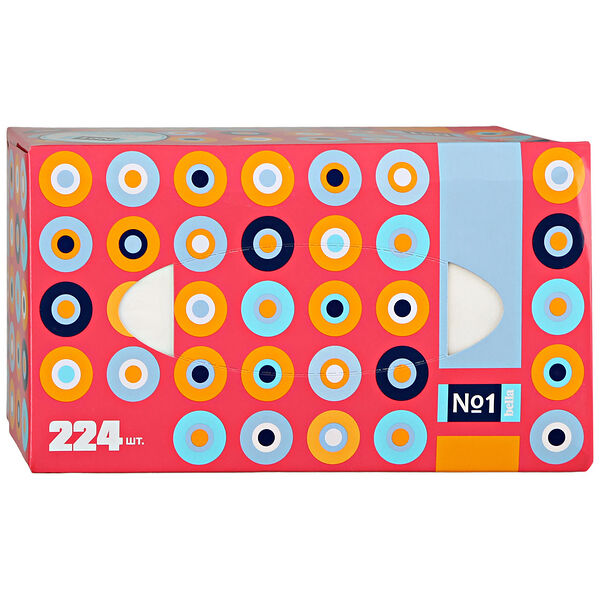Платочки косметические Bella cotton универсальные двухслойные №1, 224 шт., 19.5 x 21 см