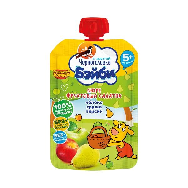 Детское питание Пюре Черноголовка Бэйби 85гр Фруктовый салатик с 5мес