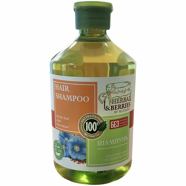 Шампунь Herbal&Berries для сухих волос с экстрактом льна, 500мл