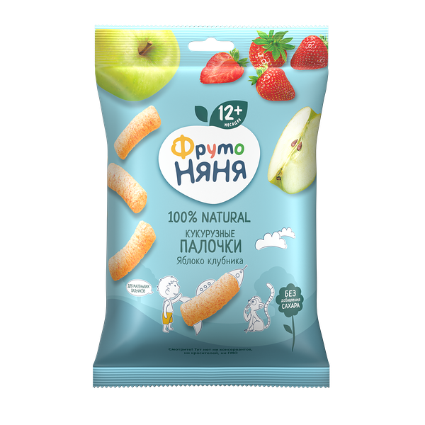 Палочки кукурузные яблоко клубника 20г ДП ФрутоНяня