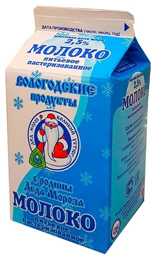 

Молоко Вологодские продукты пастеризованное, 2.5% Устюгмолоко, 500 г