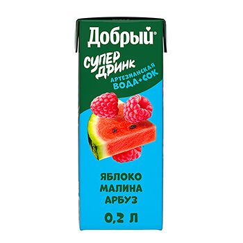 Напиток сокосодержащий Добрый Active kid яблоко-малина-арбуз 200мл