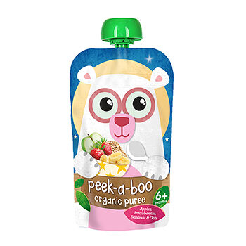 Пюре Peek-a-boo яблоко-клубника-банан с овсяной мукой с 6 месяцев