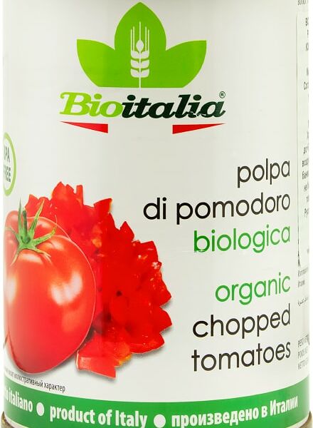 Томаты Bioitalia очищенные резаные в томатном соке 400г