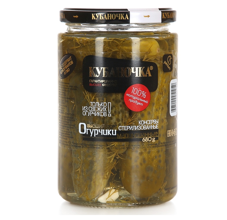 

Огурцы Кубаночка маринованные 680 г Россия