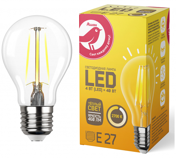 LED-Лампа АШАН Красная птица E27 4-40W