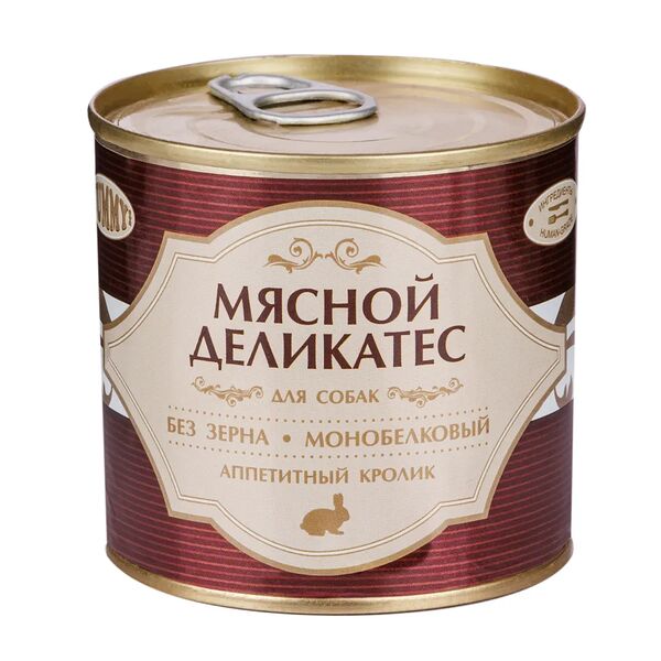 Мясной Деликатес консервы для собак, с натуральным кроликом в желе