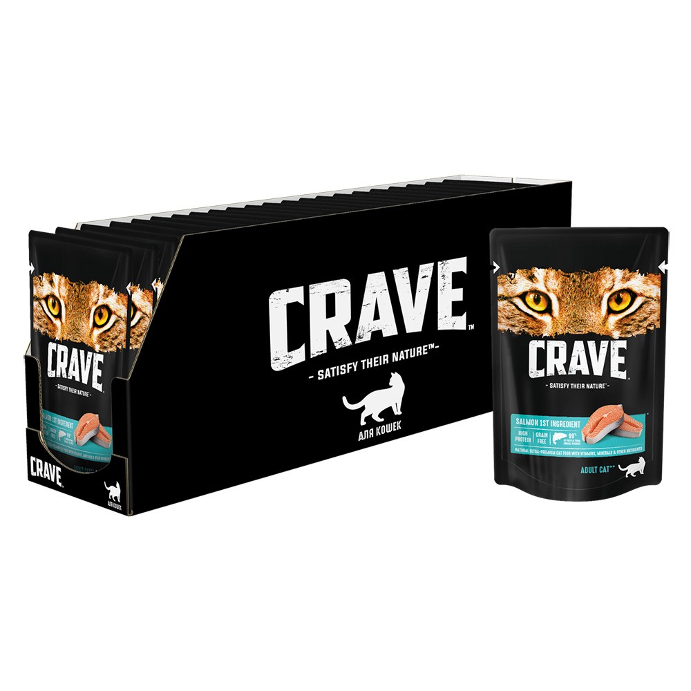 

Корм для взрослых кошек Crave Лосось в желе 70 г