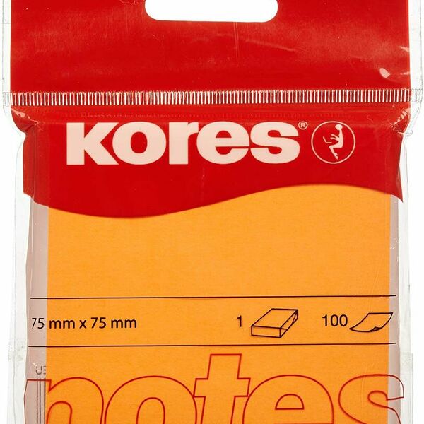 Стикеры Kores бум.для зам. 75х75 неоновая оранжевая 100л. '47074