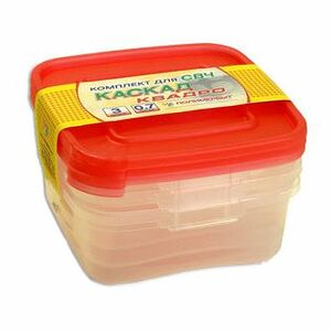 Комплект контейнеров Полимербыт каскад квадро, 3 шт., 700 мл, цвет в ассортименте