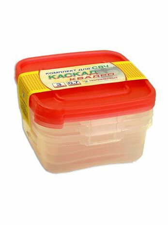 Комплект контейнеров Полимербыт каскад квадро, 3 шт., 700 мл, цвет в ассортименте