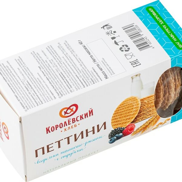 Вафли Королёвский хлеб Петтини пшенично-ржаные с отрубями 40г