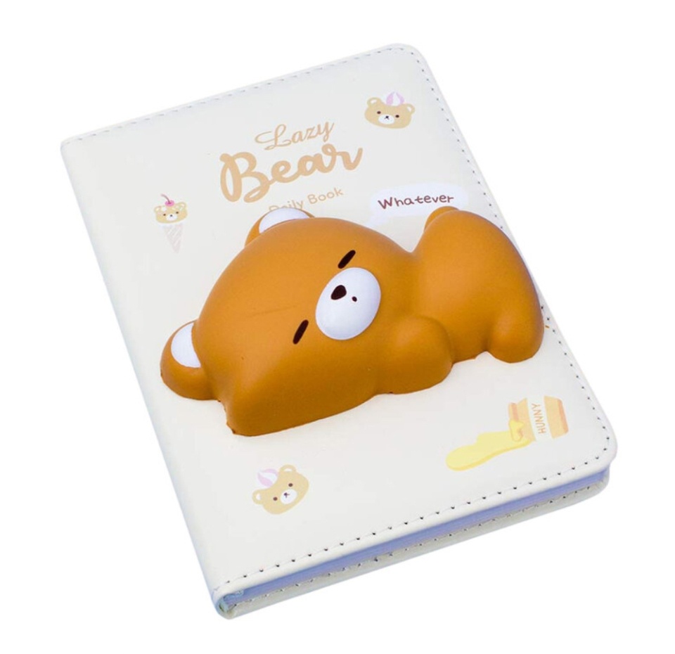 

Блокнот со сквишем «Мишка Lazy Bear», А6, бежевый