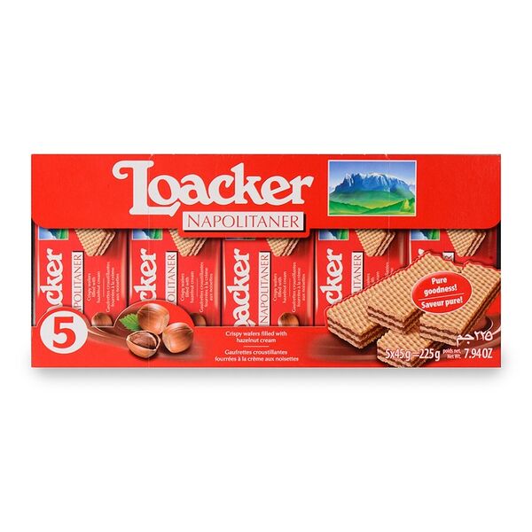 Вафли Loacker с лесным орешком 5x45г