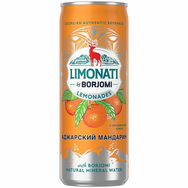 Напиток газированный Limonati By Borjomi Аджарский Мандарин с соком и природной минеральной водой, 330мл