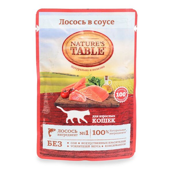 Влажный корм для взрослых кошек Nature’s Table Лосось в соусе, 85 г