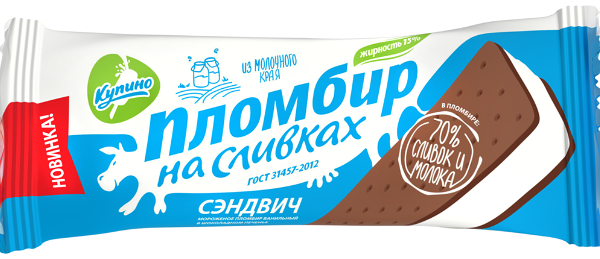 Мороженое Купино пломбир на сливках ванильный в шоколадном печенье 15% 76 г