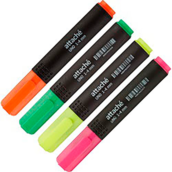 Набор тестовыделитей Attache Uno 1-4мм, 4 шт