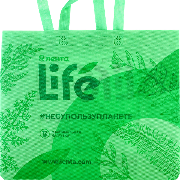 Сумка хозяйственная ЛЕНТА LIFE 45x45x20см зеленая, спанбонд, Арт. 45-20ЛLЗ