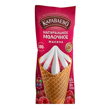 Мороженое молочное Караваево в рожке Малина 3,5%