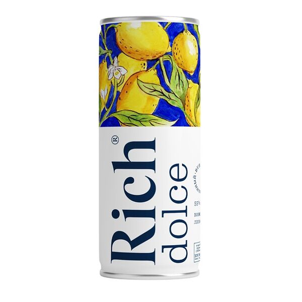 Напиток сокосодержащий Rich Dolce из винограда, лимона, газированный 330мл