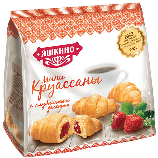 Мини круассаны Яшкино с клубничным джемом 180 г
