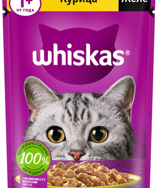 Корм для взрослых кошек от 1 года Whiskas Курица в желе